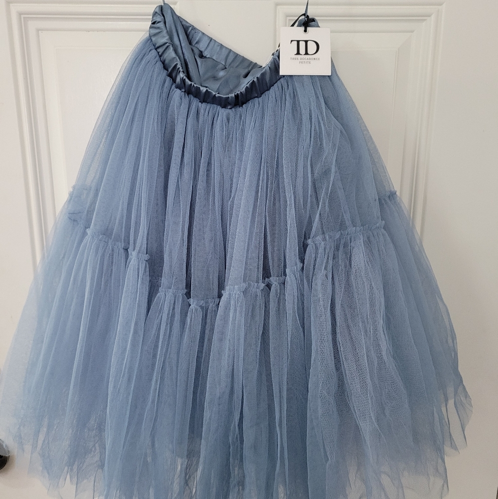 Dusty blue tulle skirt